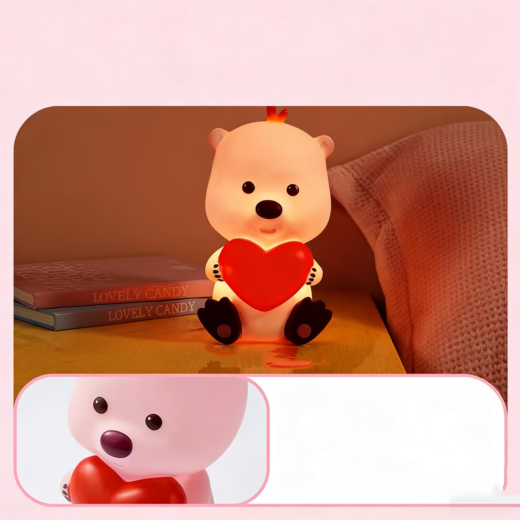 MINISO Zanmeng Ruby LED Night Light,Glowing Heart Design, Adorable Pink Character Lamp, Cute Bedside Decor, Perfect Gift for Kids Holiday Gift Birthday Gift Children's Day Gift
