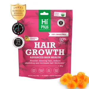 HiPlus Hair Growth Accelerator Beauty Vitamin Healthcare For Thicker Nourishes Thinning Loss With Proprietary Collagen Complex Biotin Clinically Proven 45-Day Supply Edible Supplement