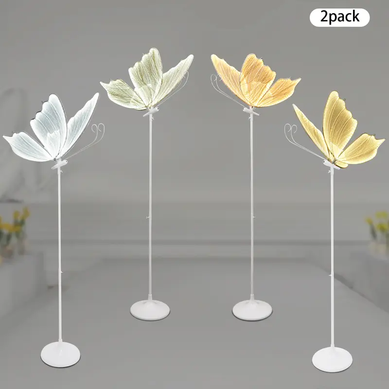 Butterfly LED Floor-Standing Lights 2-Pack - 48W Bright Strip, Switchable Plastic Gauze, 57-70 in Adjustable, Silver/Gold/White Home Supplies, Romantic Wedding Aisle Markers, Floor or Ceiling Compatible, Butterfly Led Lights, Adjustable Leds