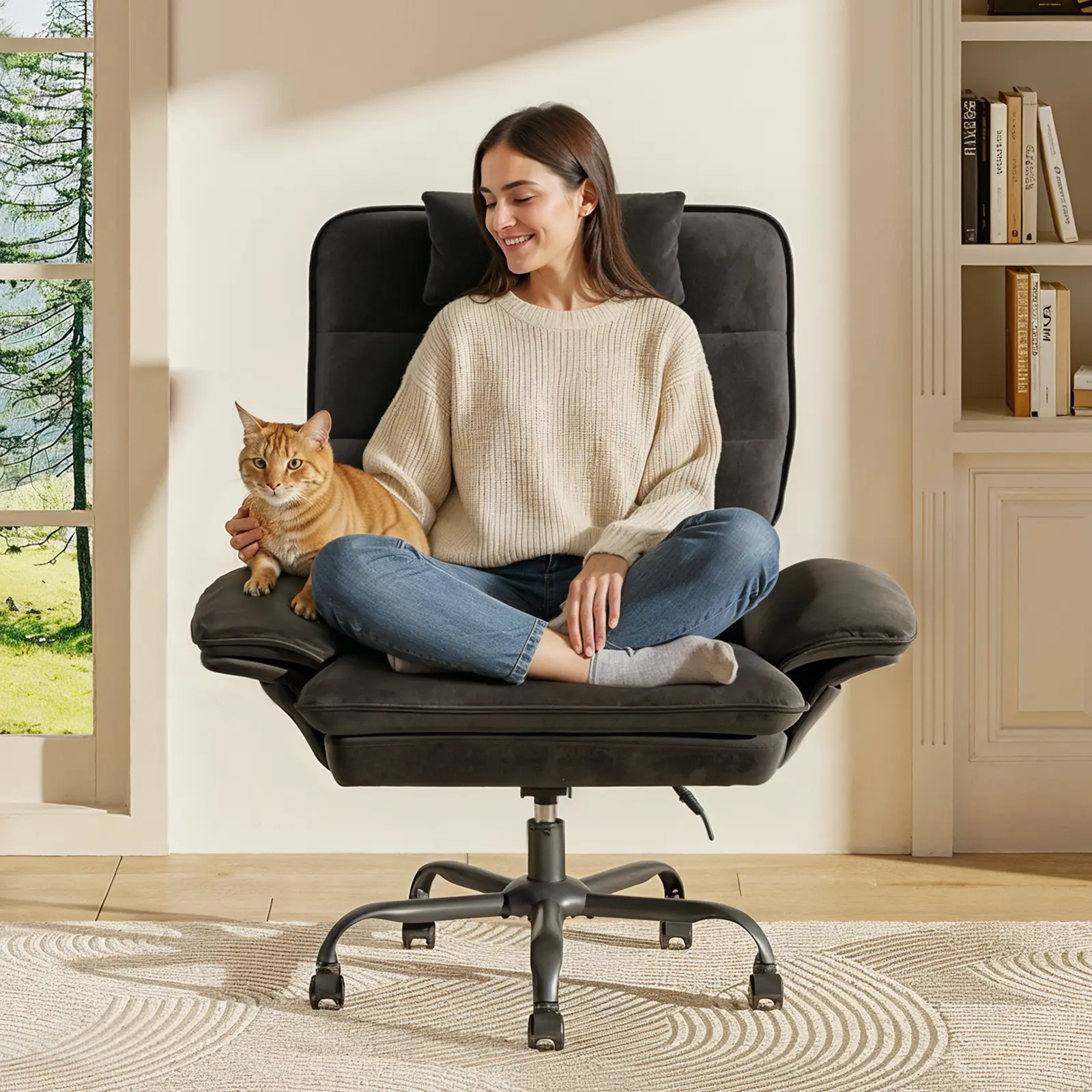 Bestier Big and Tall Executive Office Chair with Flip-Up Arms for Adults Adjustable Height Reclining with Headrest & Side Pockets 360° Swivel Ergonomic Comfortable Durable Design
