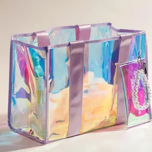 Large Beach Tote Bag for Women 26L with Touchscreen Phone Bag Clear Waterproof Sandproof Beach Shoulder Bag Handbag