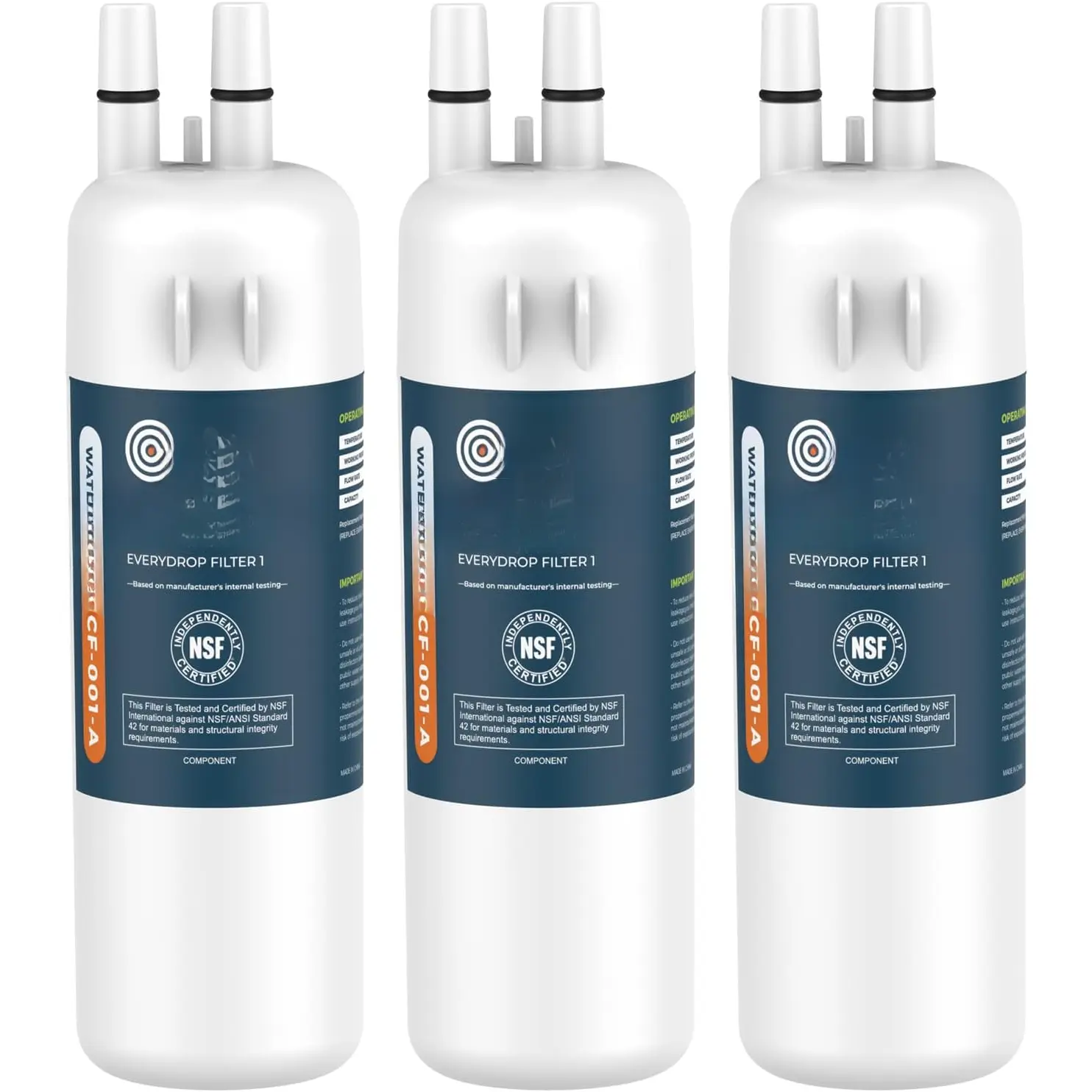Refrigerator Water Filter Compatible with W10295370A, EDR1RXD1, Filter 1, W10295370, P4RFWB, P8RFWB2L, 46-9930, 46-9081 Refrigerator Water Filter | Pack of 3