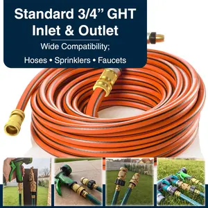 1Set Garden Hose Quick Connector, 3/4 Inch GHT Thread Fitting Brass Garden Hose Quick Connect Set, No-Leak Heavy-Duty Rust Resistant Water Pipe Quick Connect Fittings Male And Female Adapter Car Wash Watering Accessories Garden Hose Metal