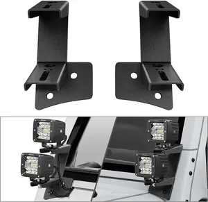Nilight 2PCS Adjustable Dual-Mount A-Pillar Car Lighting Bases, Pre-Drilled Windshield Hinge Mounting Brackets for Off-Road Lights, Compatible with 2007-2017 Wrangler JK/JKU 2DR/4DR