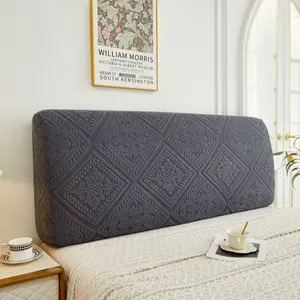 Vintage Carved Texture Bed Head Cover, Full Coverage Dustproof Washable Soft Back Cushion, Universal Multi-Size Bed Head Protector