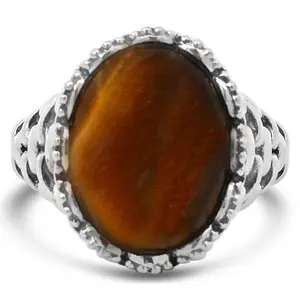 Tiffany Kay Studio Sterling Tigers Eye Purl-Knit Textured Ring
