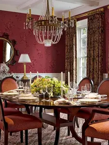 118"x17.7" Peel and Stick Wallpaper – Dark Red Floral Embossed Textured Self-Adhesive Removable Contact Paper for Bedroom Decor (Retro & Pure Red)