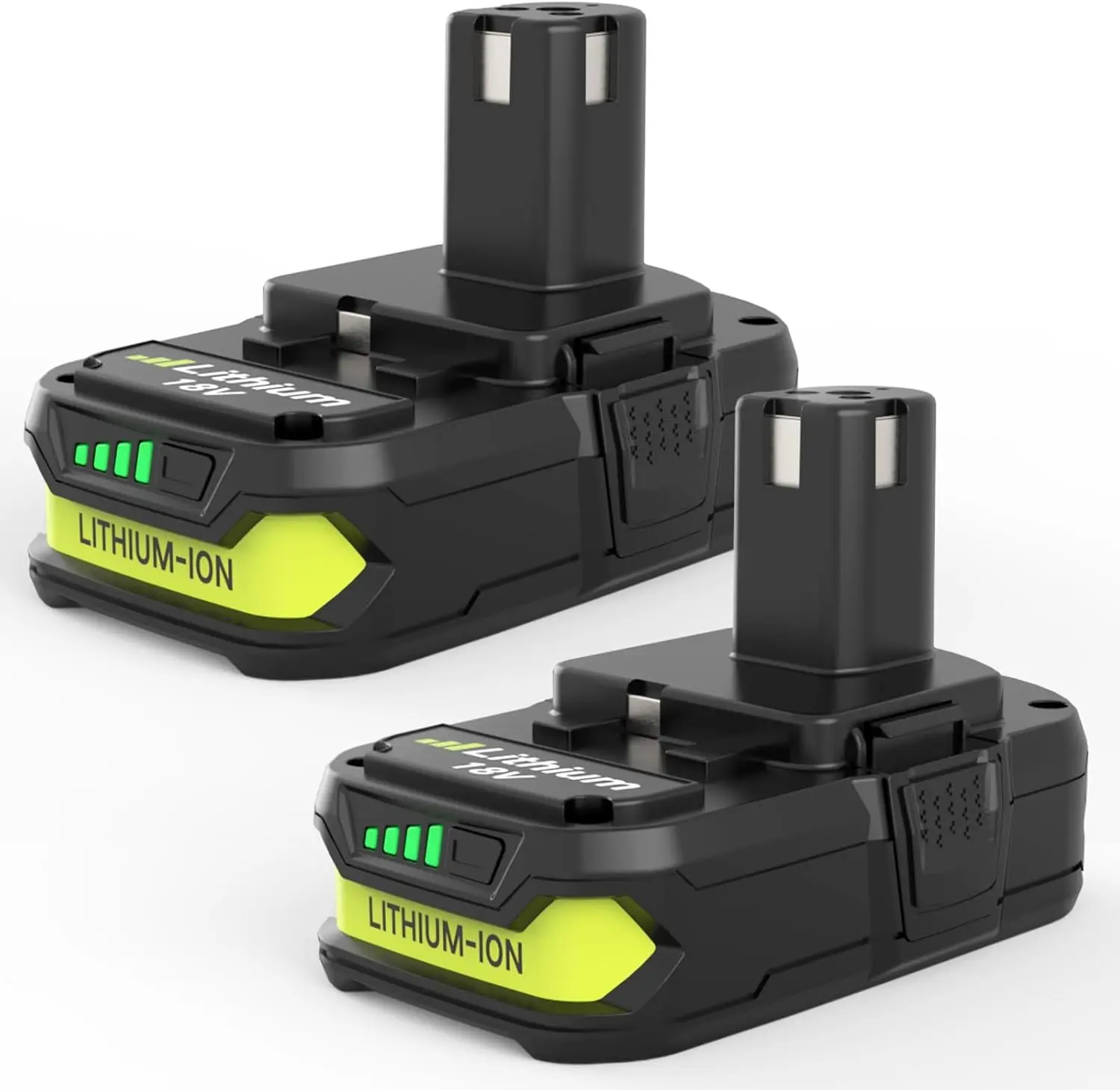 2-Pack 3600mAh 3.6Ah High-Capacity Lithium-ion Replacement Batteries for Ryobi Battery 18V (Green), Compatible with Ryobi 18V Series Batteries P108, P107 Cordless Power Tools