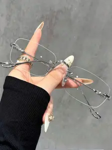 Unisex Metal Frameless Fashion Glasses, Transparent Lenses, Elegant Design, Ideal for Daily Wear & Party Use, Perfect Gift Choice, Stylish Glasses
