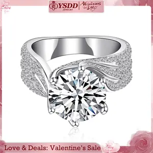 【#5 Majestic Ring 】1-3-5Carat Luxury Synthetic Moissanite Engagement Ring in 925 Sterling Silver for Women D Color VVS1 Clarity Synthetic Moissanite Size 5-10