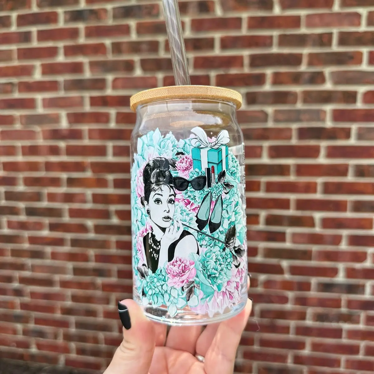 Audrey Hepburn 16oz glass