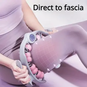 14-Wheel Yoga Fitness Roller with Leg Holders - Deep Tissue Massager for Muscles and Performance Enhancement, Pink and Gray, Perfect for Home Workouts, Home Gym Equipment and Fitness Equipment, Home Exercise Equipment | Ergonomic Design | Safe Leg Holders