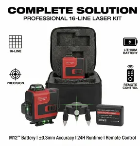 Milwaukee Green Beam Laser Level Kit with Cloth Carry Bag, Self Leveling Precision Laser Measuring Tool for Wall Tile Installation, Ceiling Fitting, Cabinet Mounting, Indoor Decoration & Construction Layout Work
