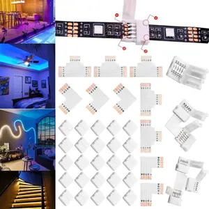 1Set 10mm 5 Pin LED Strip Connectors Lights Connector L Shape Extension T Shape Solderless LED Adapter Light Extension for 5050 3528 Strip Light