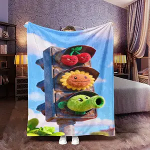 Plants Vs Zombies Fun Traffic Light Print Flannel Blanket, Soft Comfortable Fabric, Perfect Gift for Boys Girls Men Women, Home Decor & Warmth