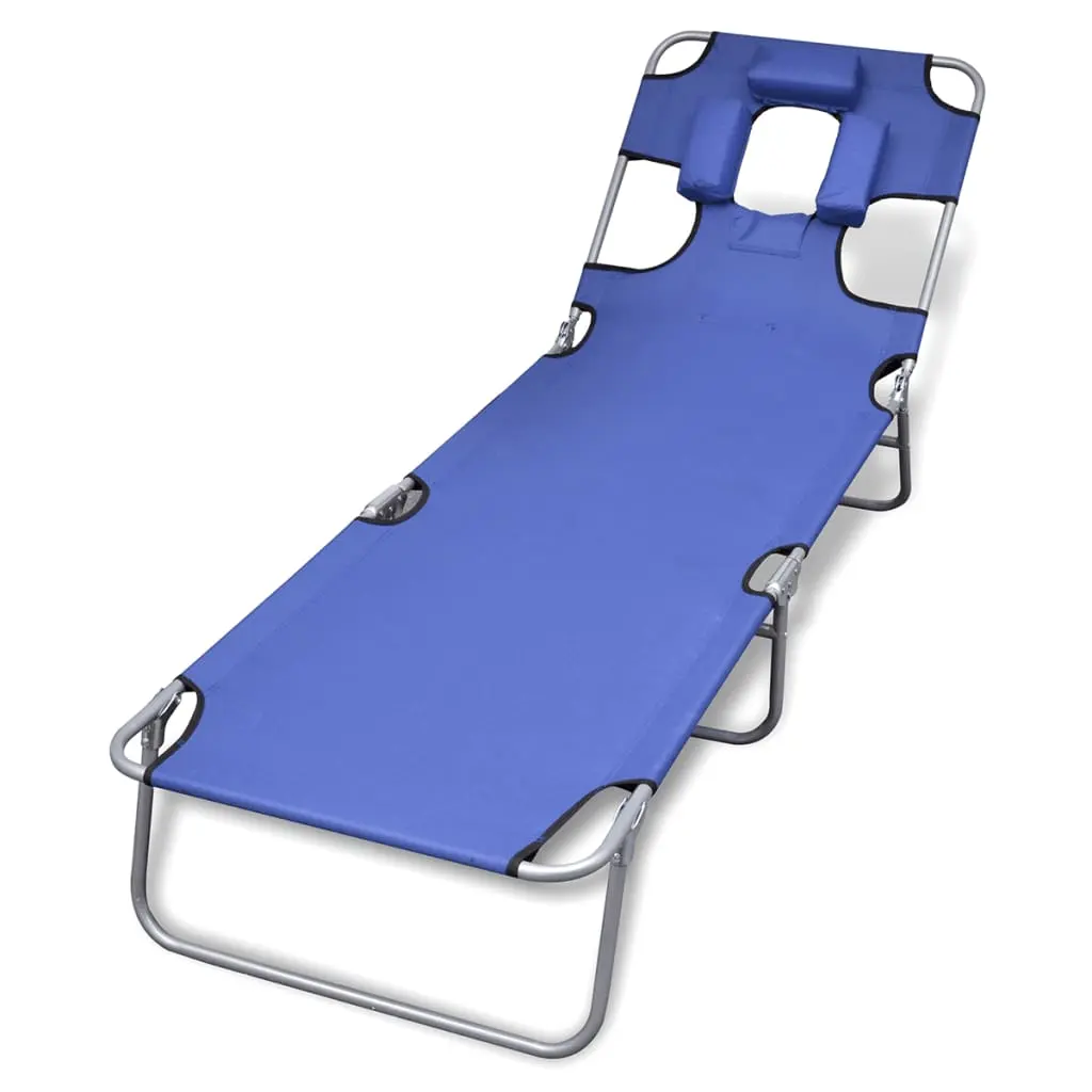 vidaXL Patio Lounge Chair Folding Sunlounger Sunbed with Head Cushion Steel 3005315