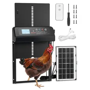fathersdaygift  VEVOR Automatic Chicken Coop Door, Solar Battery Powered Chicken Door with LCD Display, Remote Control, Light Sensor Timer, Anti - Pinch Security, Aluminum Alloy Chick Run Gate Opener, OrangeVEVOR Super Brand Day