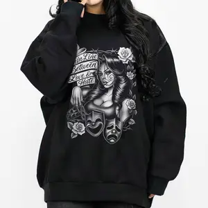 Chicano Clothing Lowrider Angel bb Chicana Art Gangster Cholo Outfit Cotton Fabric Menswear Casual Streetwear Hoodie 021203 Unisex Loose Fit 100% Cotton