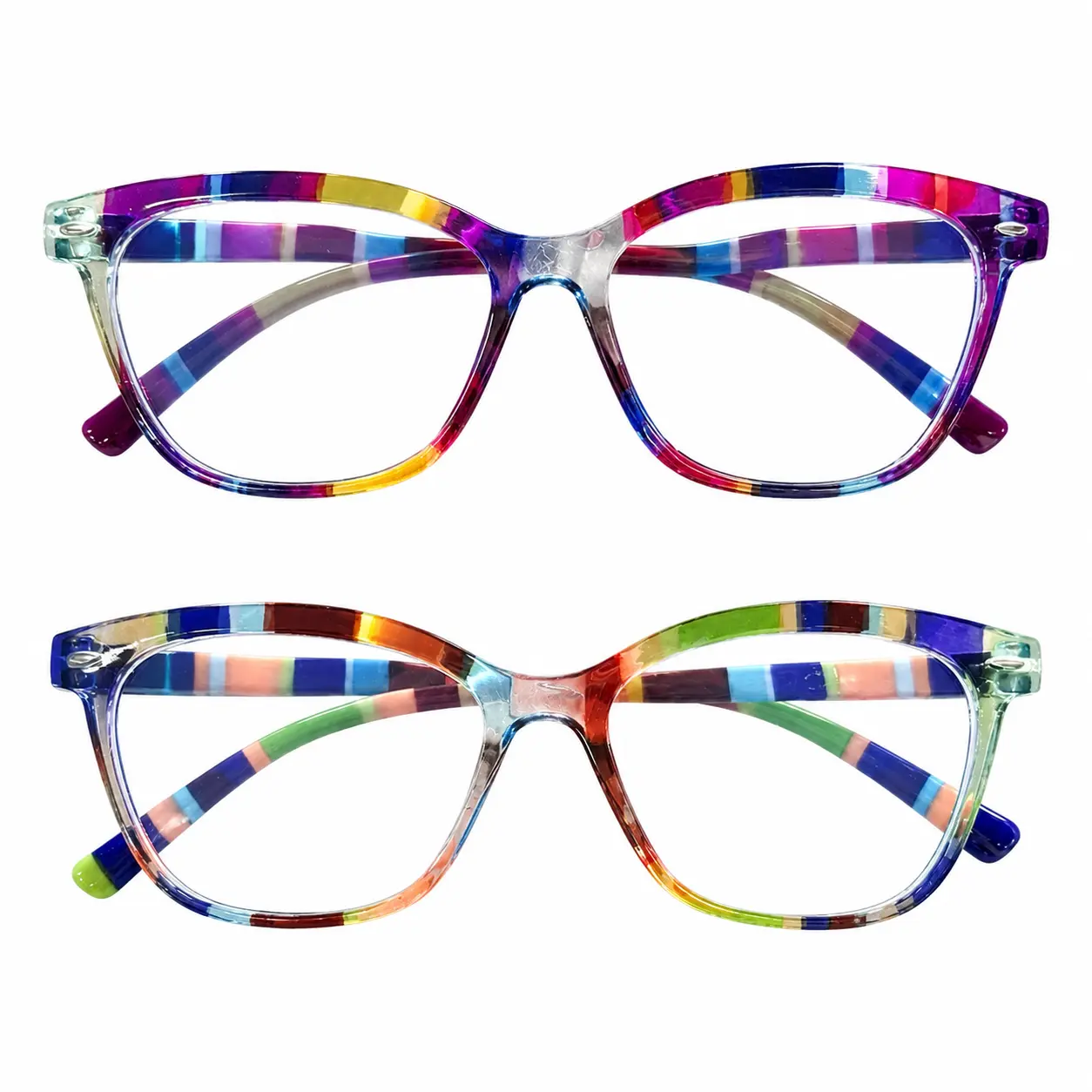 Women's Colorful Striped Full-Rim Reading Glasses - Single Pair, Female Fit, Lightweight, Magnifying Lens, Choose Your Color, for Reading & Daily Wear