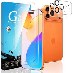 2 Pack Tempered Glass Screen Protector for  17 Pro Max with 2 Pack Camera Lens Protector, Anti Scratch, Bubble Free, Case Friendly