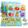 edutree Wooden Peg Puzzles for Toddlers 1 2 3 4, 6 Pack Educational Peg Puzzles Montessori Toys, Learning Puzzles for Kids Girs Boys with Alphabet Number Animal Vehicle Shape, Halloween gift, Mother's Day