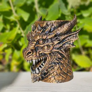 Dragon Pen Utensil Flower Pot Holder 3d Print Hand Painted