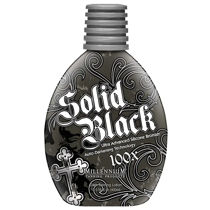 Millennium Tanning Solid Black 100X Tanning Lotion – Advanced Silicone Bronzer with Auto-Darkening Technology & Orchid Blush Fragrance, 13.5 oz