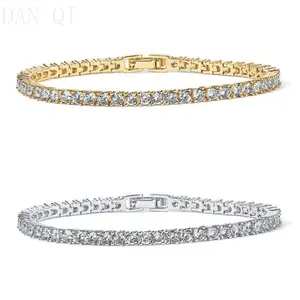 Moissanite Tennis Bracelet VVS1 Sparkling Stones Unisex Hip Hop Jewelry for Men Women Eco Friendly Hypoallergenic Fine Jewelry Christmas Halloween Birthday Gift Fashion Item