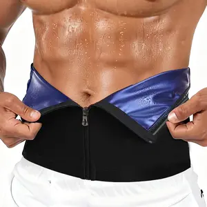 Men's Waist Trainer Trimmer Zipper Sweat Belt, Fitness Waist Trainer, Lower Belly Fat Reduction, Sporty Design, All-Season Workout Accessory, Sweat Wicking Waist