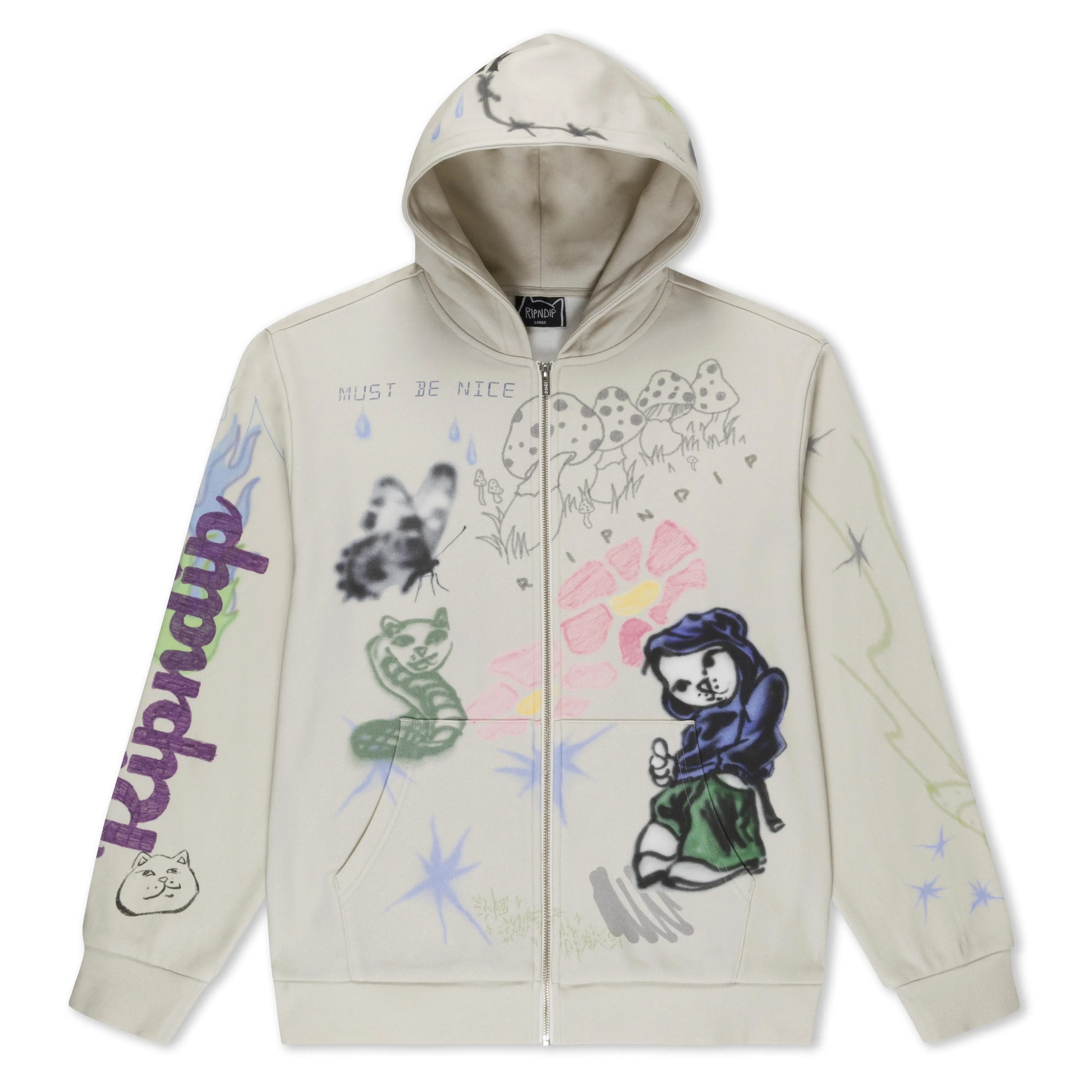 Graphic Zip Up Hoodie for Women, Casual Long Sleeve Heavyweight 400 GSM Cotton Sweatshirt with All-Over Bone Print, Sweatshirts, Graphic Zip Up Hoodies, Tops, Long Sleeves, Graphics, Clothes