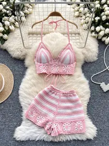 Beach Crochet Halter  Top & Shorts 2-Piece Set SR.Singreiny