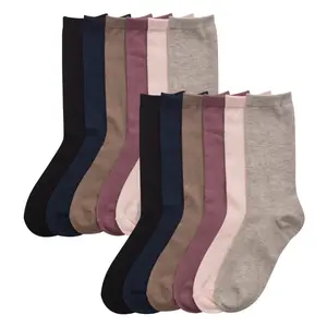 12 Pairs Crew Socks Premium Mid-Calf Socks Athletic Casual Soft Thin Lightweight Cozy Comfy Stretchy Outdoor Daily Wear Socks for Women Assorted Pack