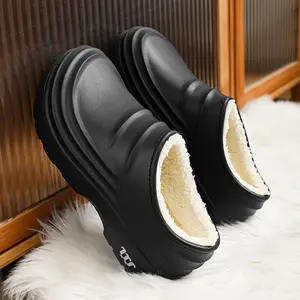 Women's Waterproof, Anti-Slip Work Clogs with Plush Lining - Black EVA Chef & Hospital Shoes, Oil & Odor Resistant, Comfortable Thick Sole for All-Day Wear