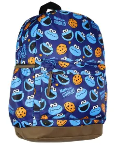 Sesame Street Cookie Monster Backpack -School Book Bag with Laptop Tech Sleeve Travel Daypack