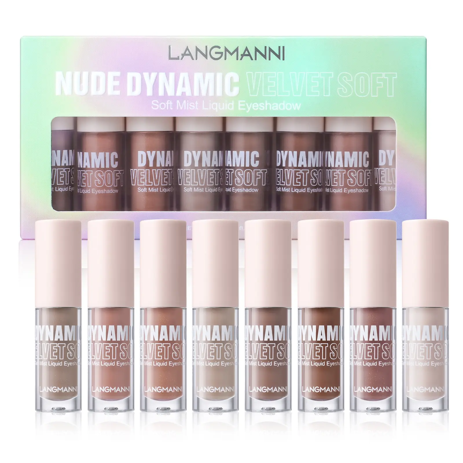 Langmanni Nude Liquid Eyeshadow Set Velvet Soft Long Lasting Highly Pigmented Palette Waterproof Base Eye Shadow Set, Cosmetic