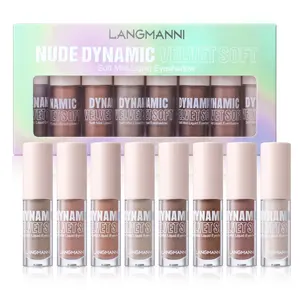 Langmanni Nude Liquid Eyeshadow Set Velvet Soft Long Lasting Highly Pigmented Palette Waterproof Base Eye Shadow Set, Cosmetic