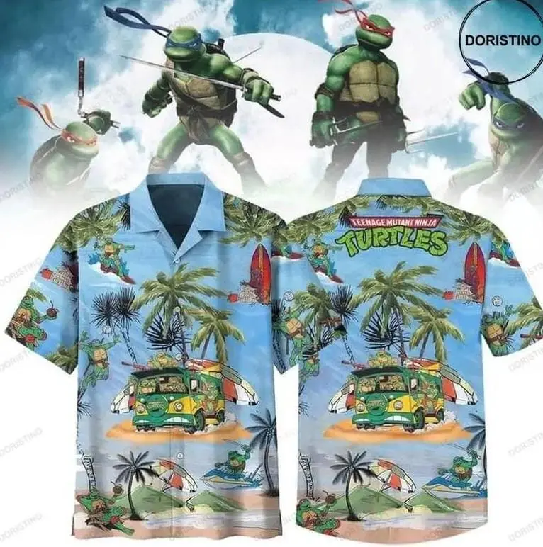 Turtles Teenage Mutant Ninja Print Awesome Hawaiian Shirt