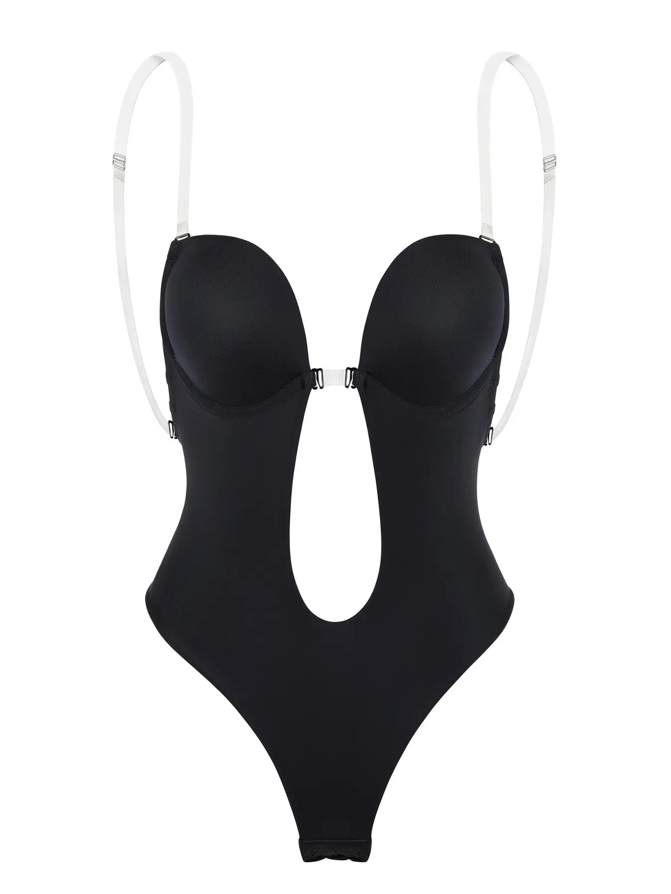 Women's Plain Cut Out Backless High Compression Bodysuit, Adjustable Strap Deep V Neck Shapewear, Tummy Control Butt Lifter Shaper for Daily Wear, Firm Control, Everyday Wear