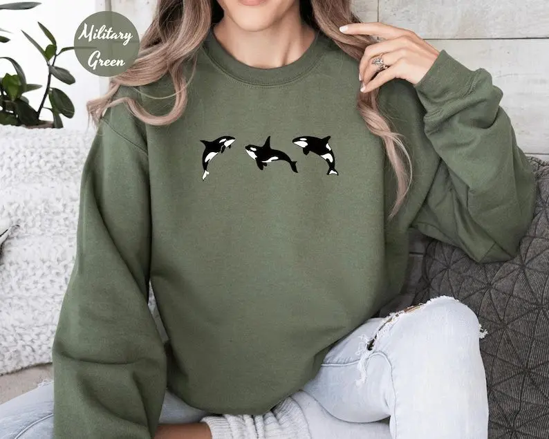 Vintage Orca Whale Sweater, Whale Sweatshirt, Trendy Graphic Sweater, Best Friend Gifts, Orca Killer Whale
