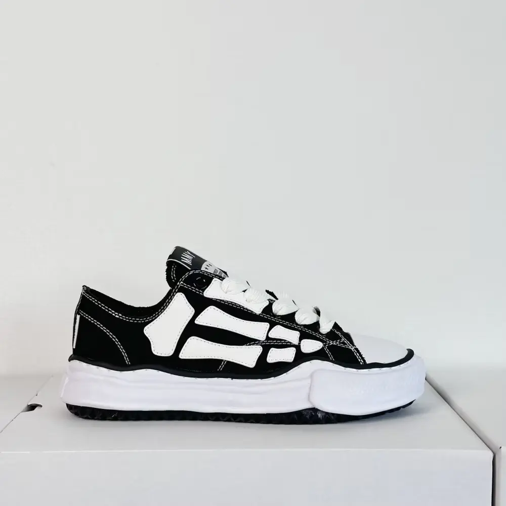 Skeleton Canvas Platform Sneakers - Melting Sole Low Top Goth Streetwear Shoes