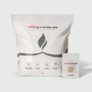 Sand Candle 5LB with 50 Wicks: Vogue Candles Pearled Candle Wax Refill for DIY Home Lighting – Reusable, Plant-Based Sand Wax Kit for Home Decor, Weddings & Custom Vessels (5 Color Options)