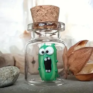 Cute Crying Cucumber Design Glass Ornament, Mini Cucumber Figurine, Statue, Home Decor, Multifunctional Home Decor, Practical Hook