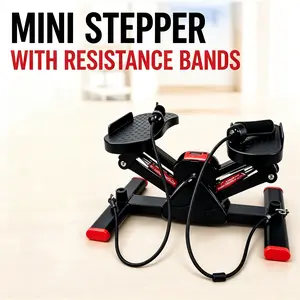 Portable Hydraulic Twist Mini Stepper with Resistance Cables & LCD Display, Low Impact  Machine for Home Workout.Mini Stepper Twist Stepper Hydraulic Stepper Exercise Stepper