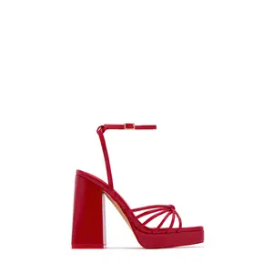 Lelia Platform Block Heels - Red