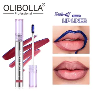 1PC Peel-off Long-wear Lip Liner Stain, Tattoo-like Defined Lip Style, 4 Shades Waterproof & Transfer-proof. Flocked Precision Brush for Fast Film-forming, Perfect for Party Lovers, All-day Wear & Viral Peel Challenges