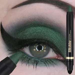 1PC Metal Double-ended Eyeshadow Stick, Matte and Pearlescent Finish, Easy To Apply, Highly Pigmented, Green, Create Stunning Eye Makeup, Christmas Gift