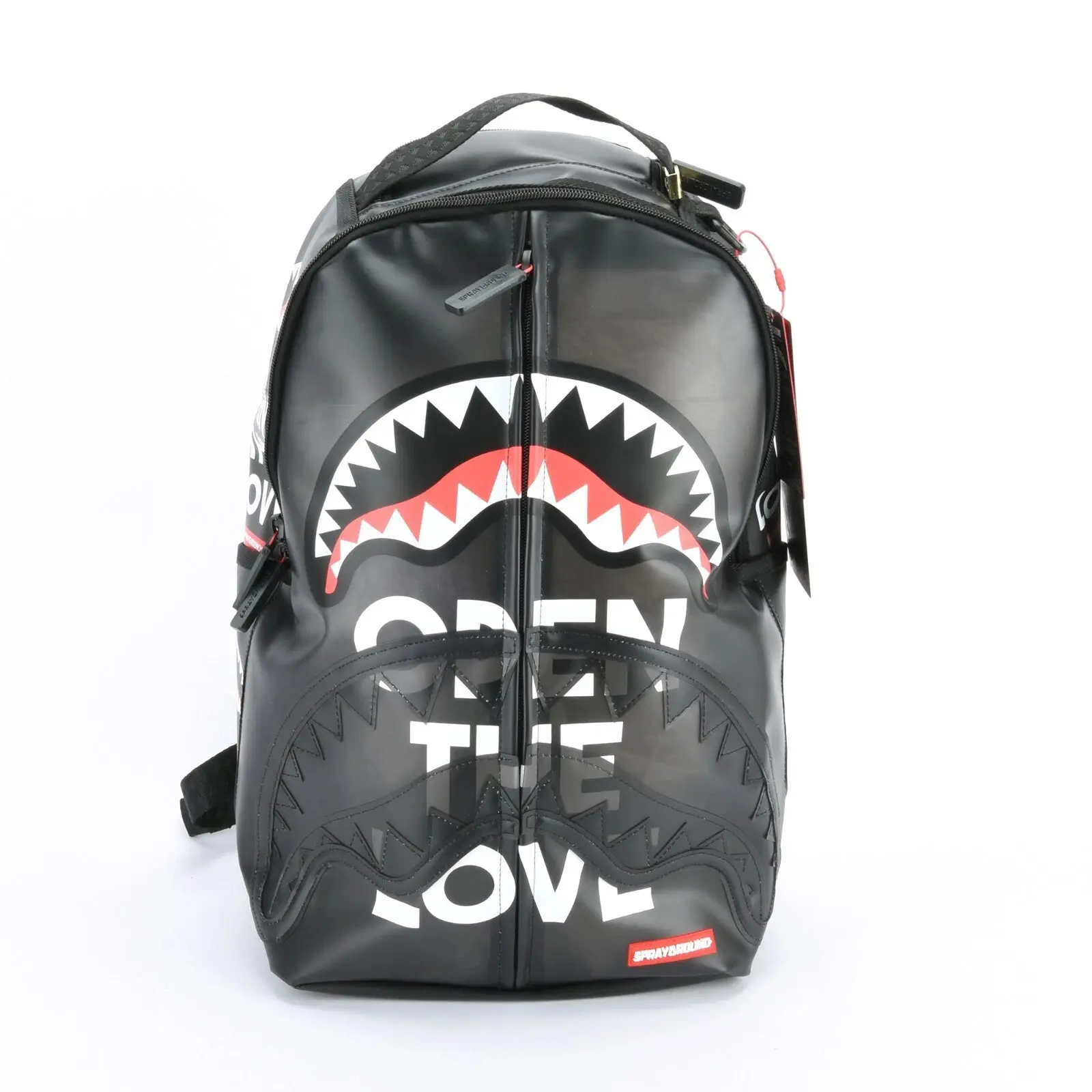 Sprayground Shark OPEN THE LOVE Vinyl Backpack Unisex for Macbook Laptop New Tag