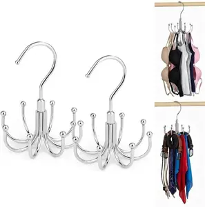 2 Pack Rotatable Belt Hanger & Closet Organizer, - 48 Storage Capacity, 360° Swivel Hooks, Heavy-Duty Metal Holder for Bras, Tops, Ties, Scarves