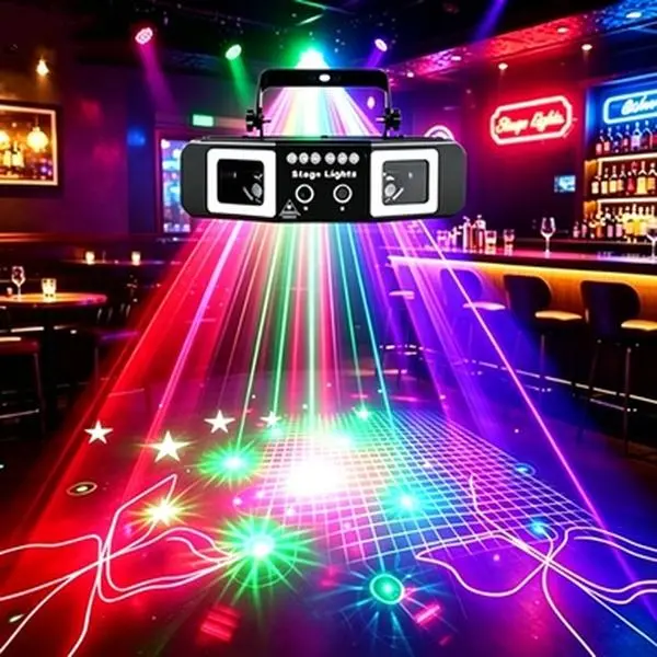 3-Eye RGB Laser Stage Light with Remote Control Sound Activated Disco Projector Voice Activated Rotating Strobe Light Colorful Beam Atmosphere Lamp for Home Party KTV Bar Club DJ Wedding Holiday Indoor Decor