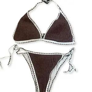Women's High-Leg Cheeky 2-Piece Set Bikinis Set - Brown Bikini Swimsuits, Swimsuits 2 Piece